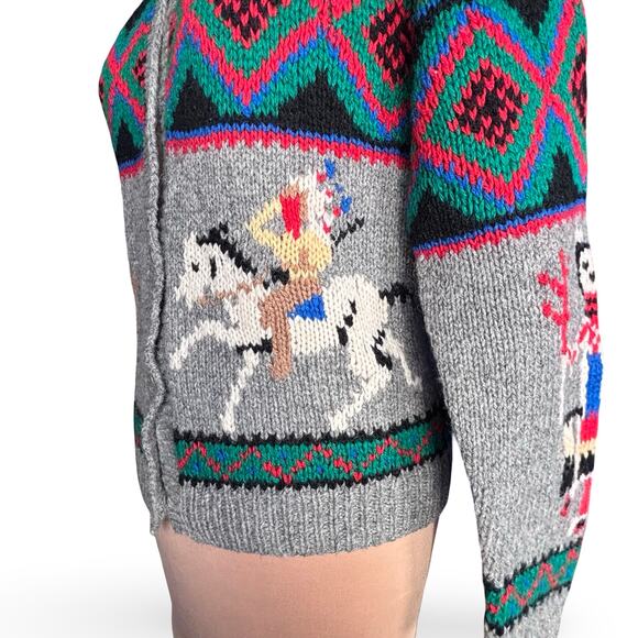 Vintage Skyr Sportswear Shetland Wool Western Knit Cardigan Medium Folk Art - Picture 5 of 13